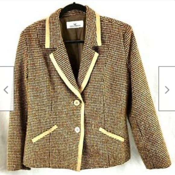 Erin London Brown Jacket Blazer Wool Tweed Jacket - Picture 1 of 2